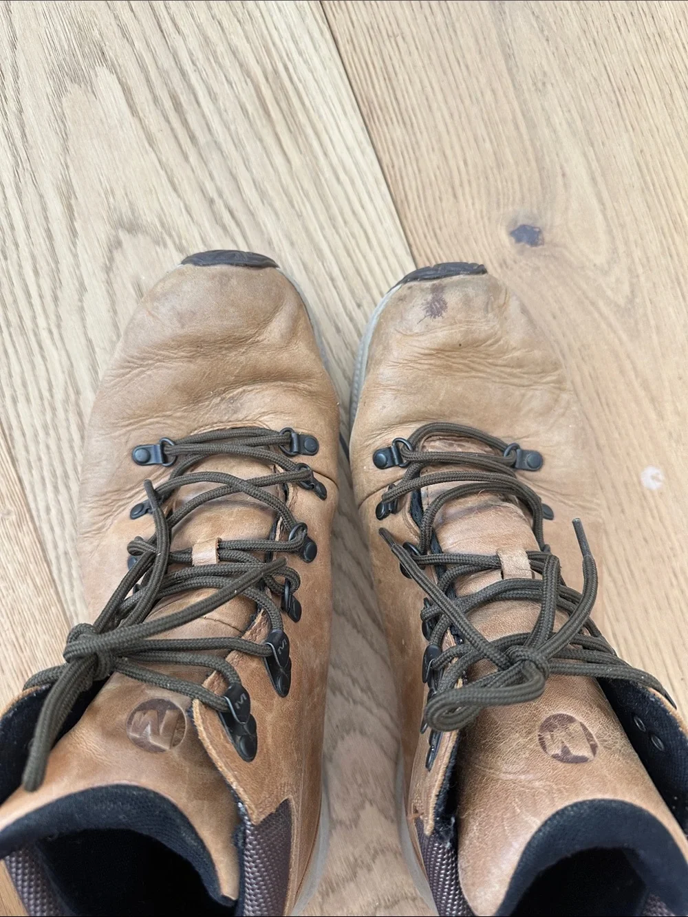 Merrell Tan Brown Leather Chukka Hiking Boots men’s 13
